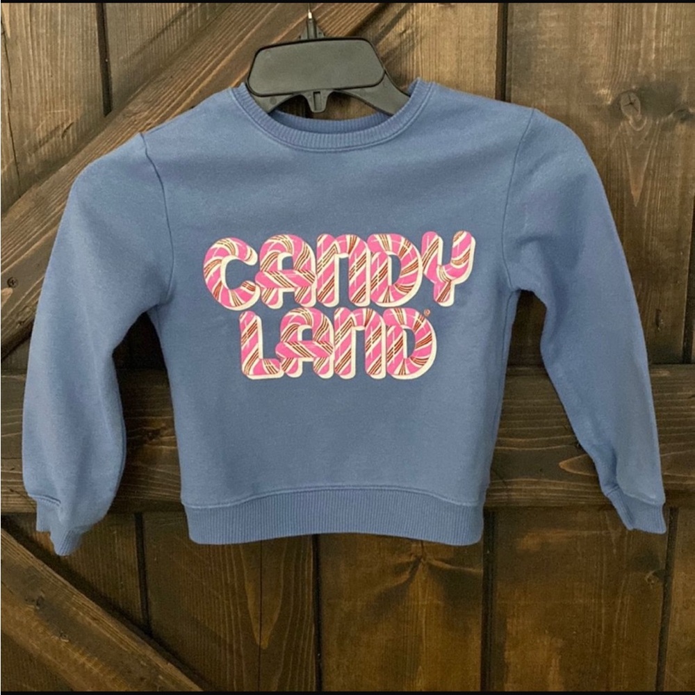 Candy Land Kids Sweatshirt Blue Crewneck Hasbro Licensed XS 4-5 Retro Graphic